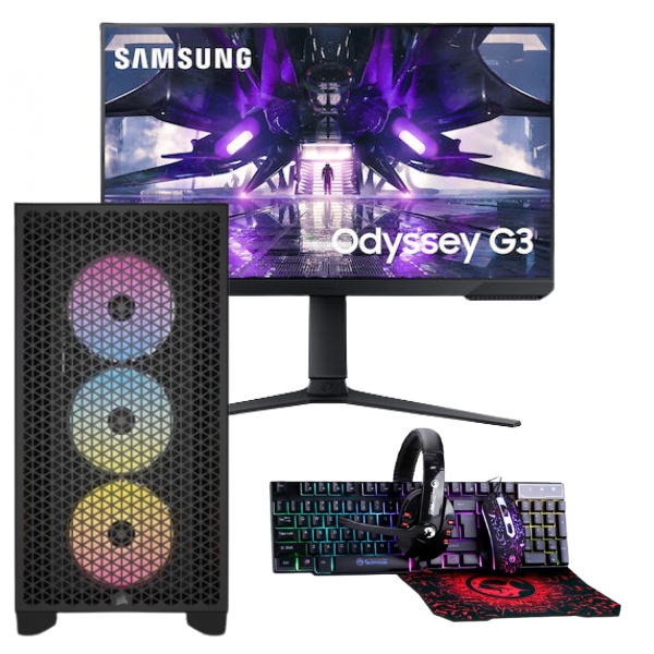 Vengeance Dominator-V9 Corsair Edition Ryzen 5-5500/ 16GB DDR4/ 512GB SSD/RX 6600 8GB/ No OS Gaming PC + Samsung Odyssey G32A VA Gaming Monitor 24"
