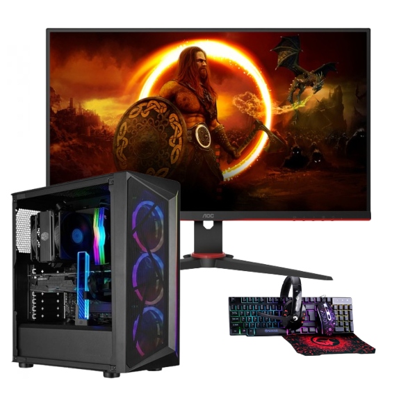 Vengeance Guardian-X4 Cooler Master Edition Ryzen 5-5500/ 16GB DDR4/ 512GB SSD/RX 6600 8GB/ No OS Gaming PC + AOC 27" 27G2SAE VA Full HD